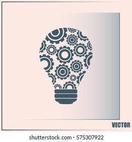 Modern Technology Concept , Idea Lightbulb.light bulb with gears