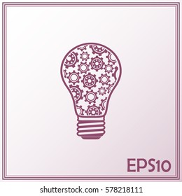 Modern Technology Concept , Idea Lightbulb.light bulb with gears