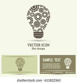 Modern Technology Concept , Idea Lightbulb.light bulb with gears