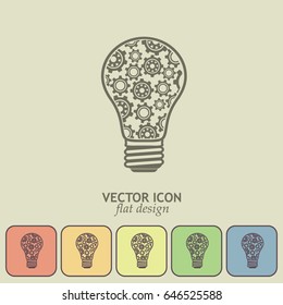 Modern Technology Concept , Idea Lightbulb.light bulb with gears and cogs working together