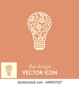 Modern Technology Concept , Idea Lightbulb.light bulb with gears