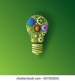 Modern Technology Concept , light bulb with gears