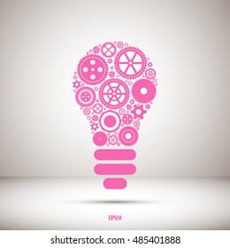 Modern Technology Concept , light bulb with gears and cogs 