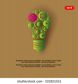 Modern Technology Concept , light bulb with gears and cogs