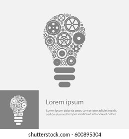 Modern Technology Concept , light bulb with gears and cogs 