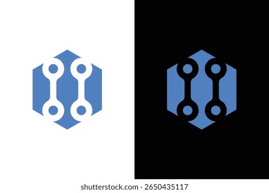 Modern Technology Connection Hexagon Logo Design