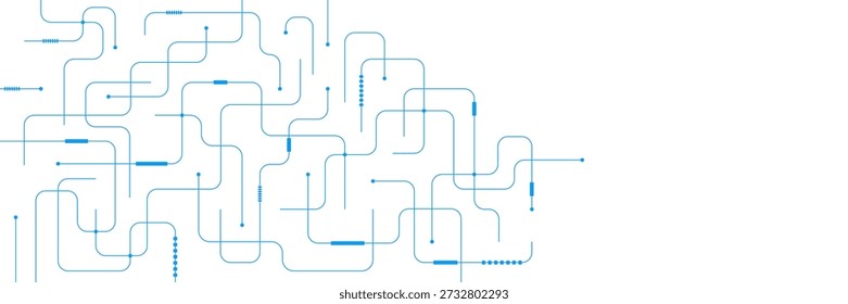 Modern technology connection lines with circuit diagram and electronic component on white background. Design for global communication concept. Vector illustration
