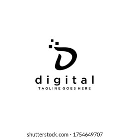 Modern Technology with D sign vector logo, Data And Technology 