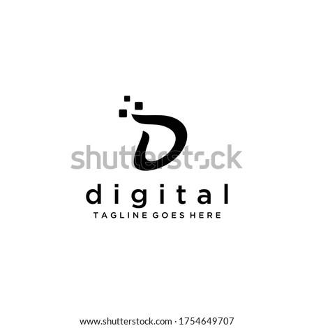 Modern Technology with D sign vector logo, Data And Technology 