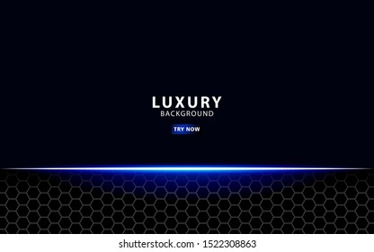 modern technology dark blue abstract background with a blue line and blue light, overlap layer in paper effect on textured hexagon background.
vector illustration.