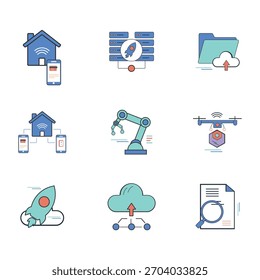 Tecnología moderna e iconos de datos Colección