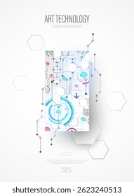 Design tecnológico moderno para cartazes. Layout da página. Fundo de ARTE futurista. Modelo de cobertura científica para apresentações.