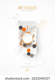 Design tecnológico moderno para cartazes. Layout da página. Fundo de ARTE futurista. Modelo de cobertura científica para apresentações.
