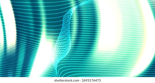 Moderne Technologie-Design-Tapete für die Präsentation, Abstrakte wellenförmige Linien Hintergrund mit leuchtenden Farbverlauf, futuristische fließende Kurven,