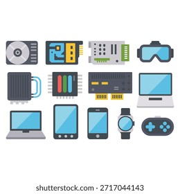 Conjunto De Ícones De Dispositivos De Tecnologia Moderna: Ilustração De Eletrônicos E Gadgets