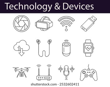 Modern Technology and Devices Icons Set
