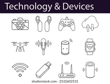 Modern Technology and Devices Icons Set