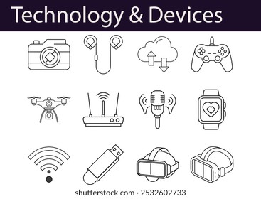 Modern Technology and Devices Icons Set