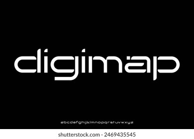 Modern technology digital alphabet display font vector illustration