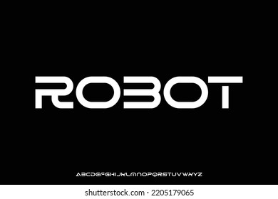 Modern technology display font vector