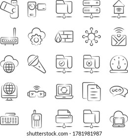 Modern Technology Doodle Icons Pack