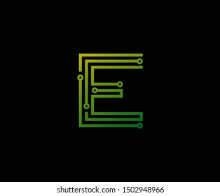 Modern Technology E Letter Logo Icon, Digital Connection Logo Concept.