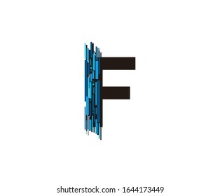 Moderna Tecnología F Letra, Data Digital F Logo Icon.