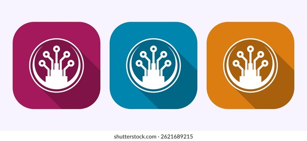 Design-Illustration für Glasfaserkabel-Icon. Elektrisches Drahtzeichensymbol in Schattenknopfausführung