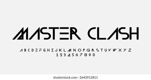 Modern Technology Font. Minimalist and Simple Lettering. Uppercase, Lowercase, Number and Symbol. Editable Vector graphic. Modern Alphabet for Lettering, Poster, and any design project.