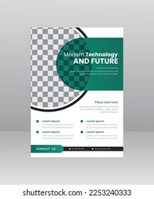 Tecnología moderna y volante de ciencia en el futuro, plantilla de afiches de gadget