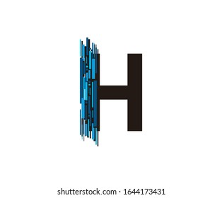 Letra H de tecnología moderna, icono del logotipo H digital de datos.