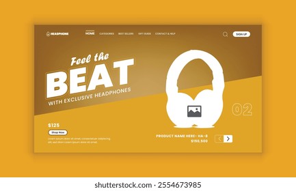 Modern Technology headphone Website Landing Page Design and New arrival Headphone Branding Redefining Website home page banner user interface   Design Template