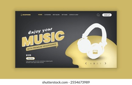 Modern Technology headphone Website Landing Page Design and New arrival Headphone Branding Redefining Website home page banner user interface   Design Template