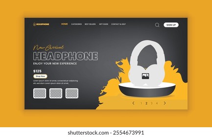 Modern Technology headphone Website Landing Page Design and New arrival Headphone Branding Redefining Website home page banner user interface   Design Template