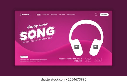 Modern Technology headphone Website Landing Page Design and New arrival Headphone Branding Redefining Website home page banner user interface   Design Template