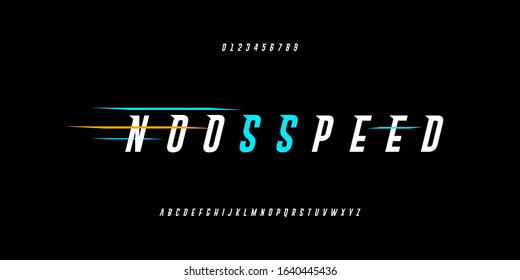 Modern Technology High Speed And Fast Alphabet Fonts. Dramatic Action And Sport Font Letter Typography. Vector Illustration