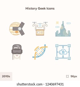 Modern technology and history icons 2010s. Technology and Scienc