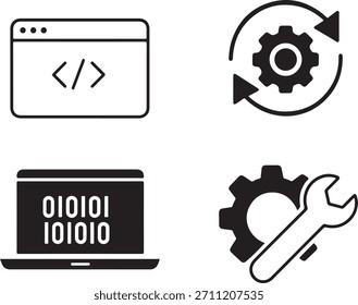 modern technology icons arranged in a clean grid format, perfect for digital interfaces and applications.