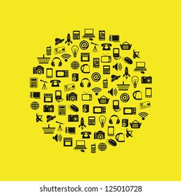 modern technology icons in circle
