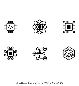 Modern Technology Icons Clean Line Art Abstract Data Processing Quantum Computing Digital Signal Processing Futuristic Style - Powered by Shutterstock - Get 15% off with code: PIKWIZARD15