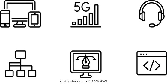 Modern technology icons representing digital communication