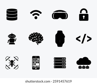 Modern Technology Icons Set. Editable vector icon. Perfect for web and app interfaces, presentations, info graphics, etc. 
