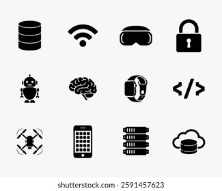 Modern Technology Icons Set. Editable vector icon. Perfect for web and app interfaces, presentations, info graphics, etc. 
