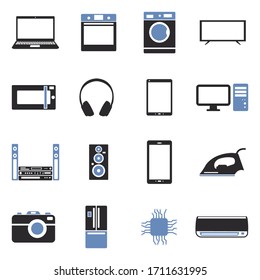 Modern Technology Icons. Two Tone Flat Design. Vector Illustration.