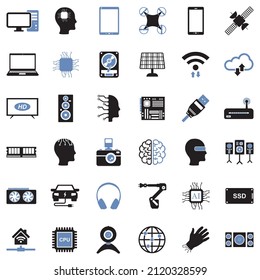 Modern Technology Icons. Two Tone Flat Design. Vector Illustration.