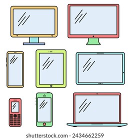 Modern technology icons. Modern technology. Vector color line icons. EPS 10.