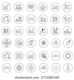Moderne Technologie und Industrie 4.0 Line Icons Collection