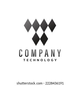 Moderna y tecnológica para la inspiración del diseño del logotipo de la carta inicial Resumen V