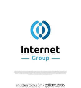 Modern technology internet group logo vector design, community work logo vector template