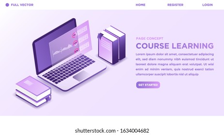 Modern technology landing page with isometric style. 3D vector illustration